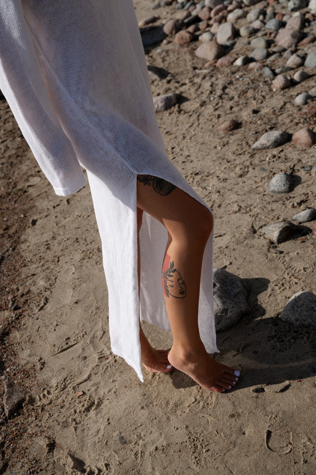 Mare Linen Long Dress White