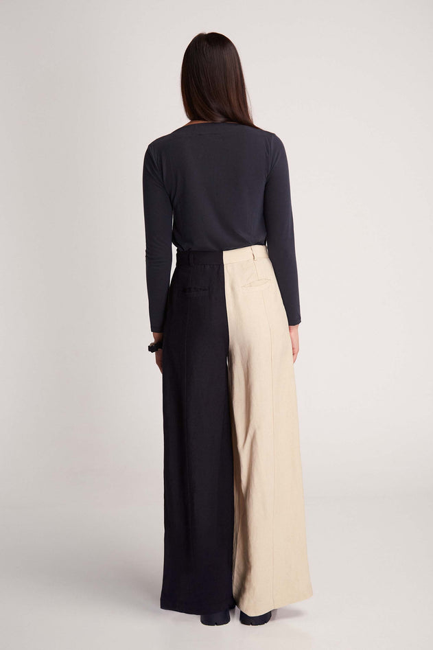 Randa Pants Bicolor Beige / Black