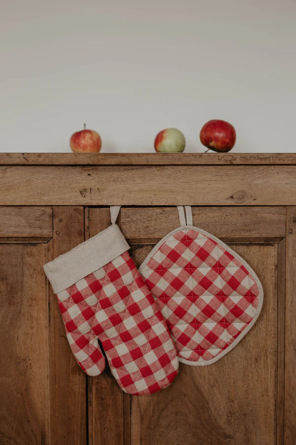 Linen Oven Mitt & Pot Holder Set