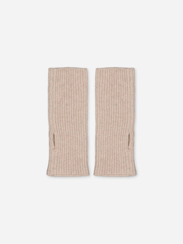 Kids Ribbed Cashmere Hand Warmers Beige