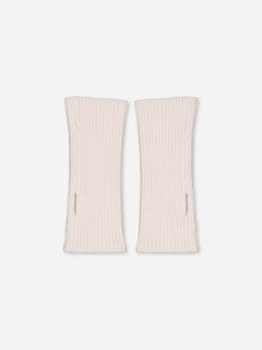 Kids Ribbed Cashmere Hand Warmers Ivory