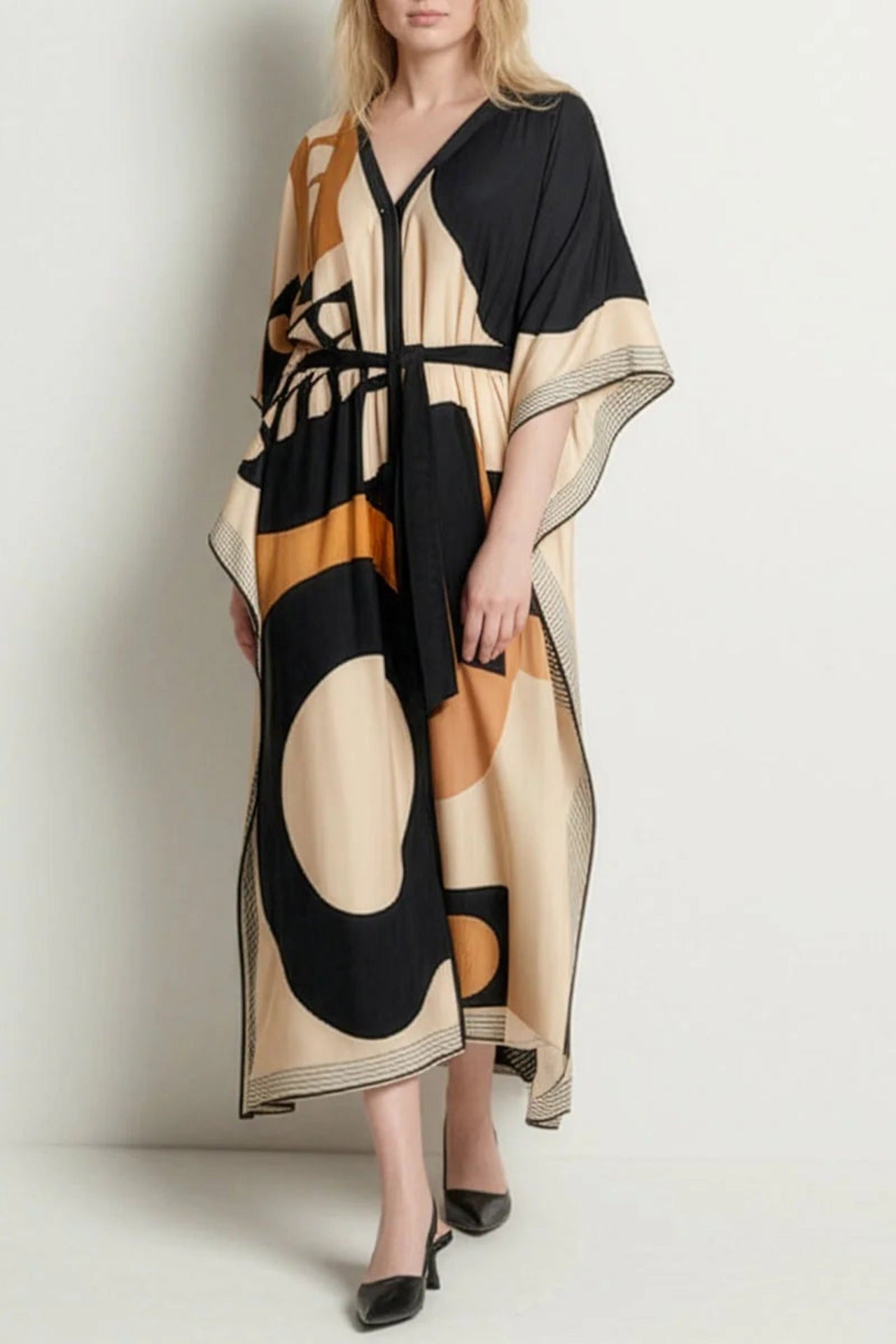 Riviera Diagram Caftan Dress Multicolor - Studio Heijne