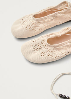 Rosemary Crochet Ballet Flats Cream