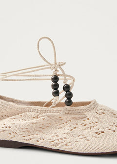 Rosemary Crochet Ballet Flats Cream