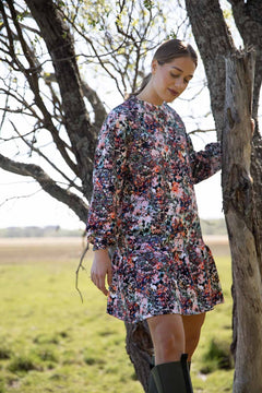 Ruche sweatshirt jurk bloeiende bos