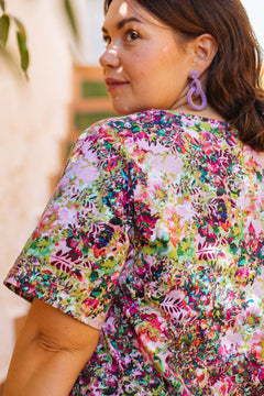 Ruffle T-Shirt Dress Blooming Forest Bright