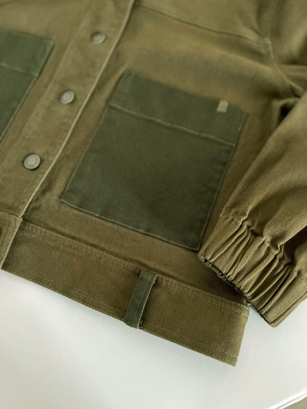 Ruffle Organic Cotton Jacket Dark Green