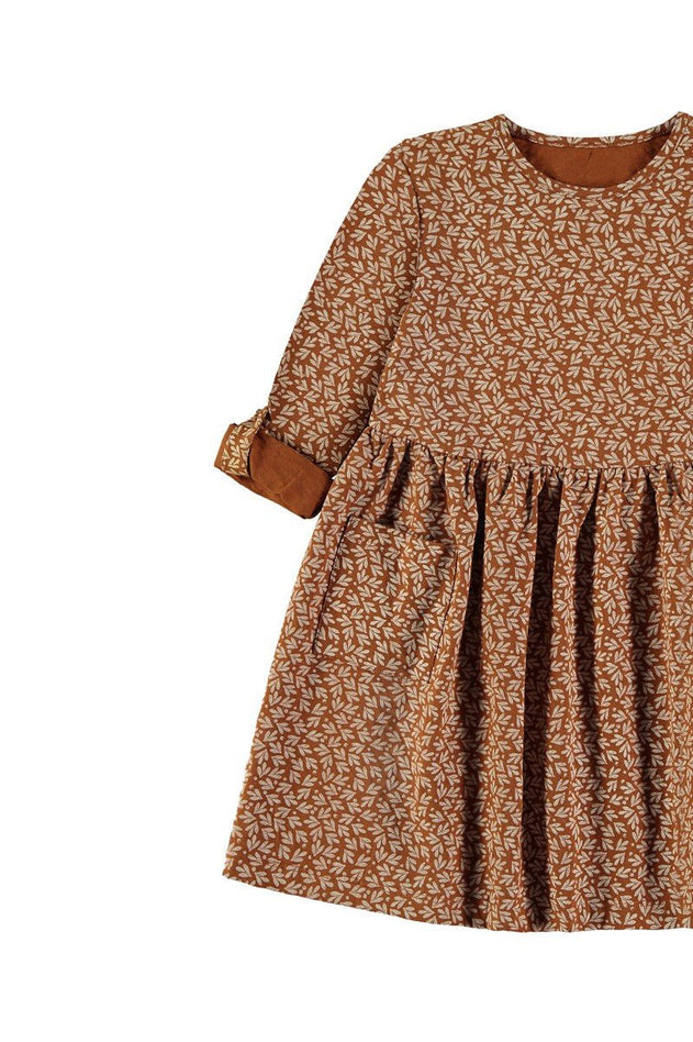 Kinder Sally Oversize Katoenen Jurk met Zakken Terracotta