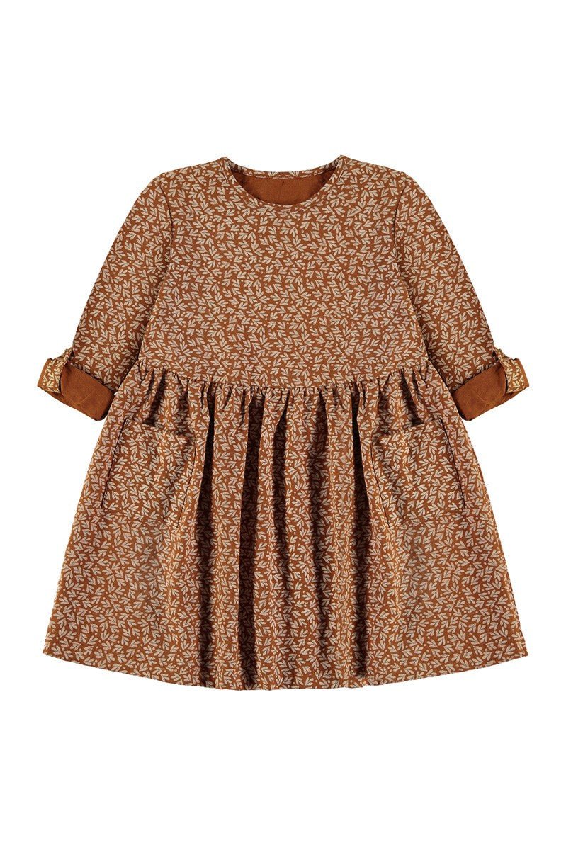 Kinder Sally Oversize Katoenen Jurk met Zakken Terracotta