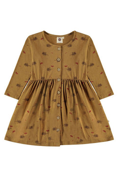 Kids' Sabrina Oversize Dress With Dropped Shoulders Mustard