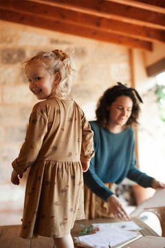 Kids' Sabrina Oversize Dress With Dropped Shoulders Mustard