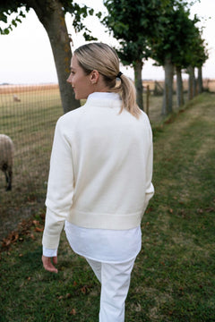 Crew Neck Merino Wool Sweater Natural White