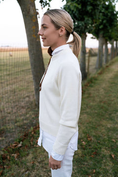 Crew Neck Merino Wool Sweater Natural White