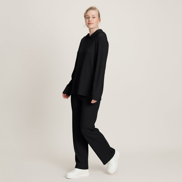 Straight Merino Hoodie Black