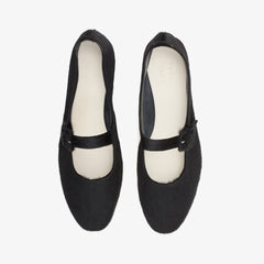 Mary Jane Pony Hair Ballet Flats Black