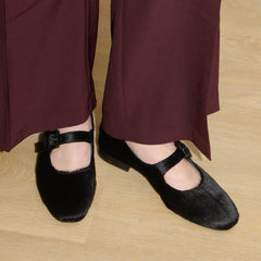 Mary Jane Pony Hair Ballet Flats Black