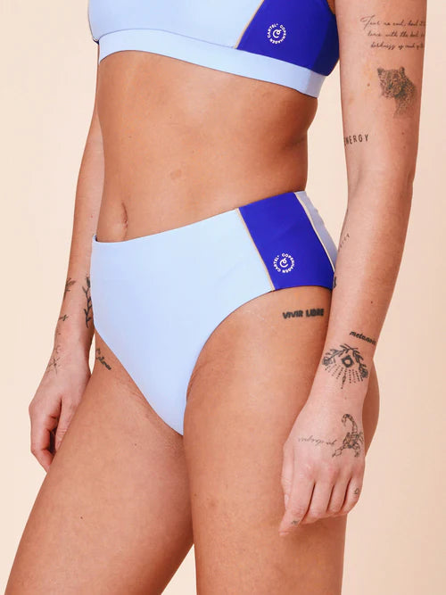 Ubud Colorblock Highwaisted Bikini Bottom Clear/Cartel Blue