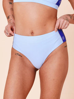 Ubud Colorblock Highwaisted Bikini Bottom Clear/Cartel Blue