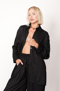 Wide Viscose Trousers Striped