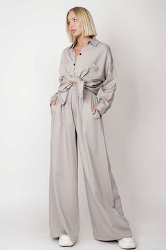 Wide Tencel Trousers Grey