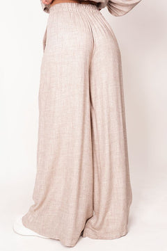 Skye Wide Leg Pants Beige