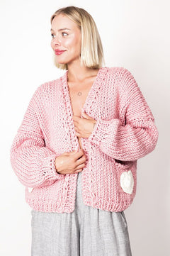 Hand Made Heart Cardigan Pink