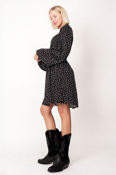 Luisa Polka Dot Dress Black