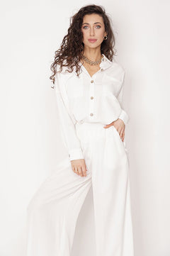 Wide Leg Tencel Trousers White