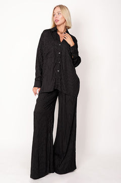 Wide Viscose Trousers Striped