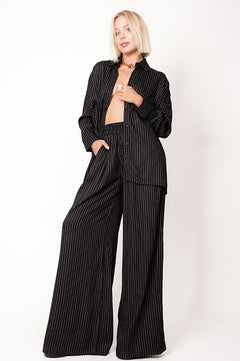 Wide Viscose Trousers Striped