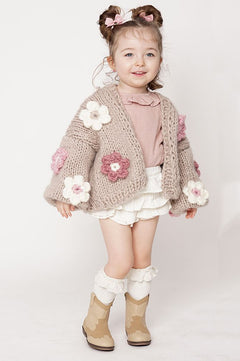 Petit Handmade Flower Sweater Beige