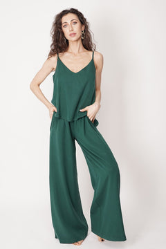 Wide Leg Tencel Trousers Green