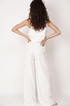 Wide Leg Tencel Trousers White