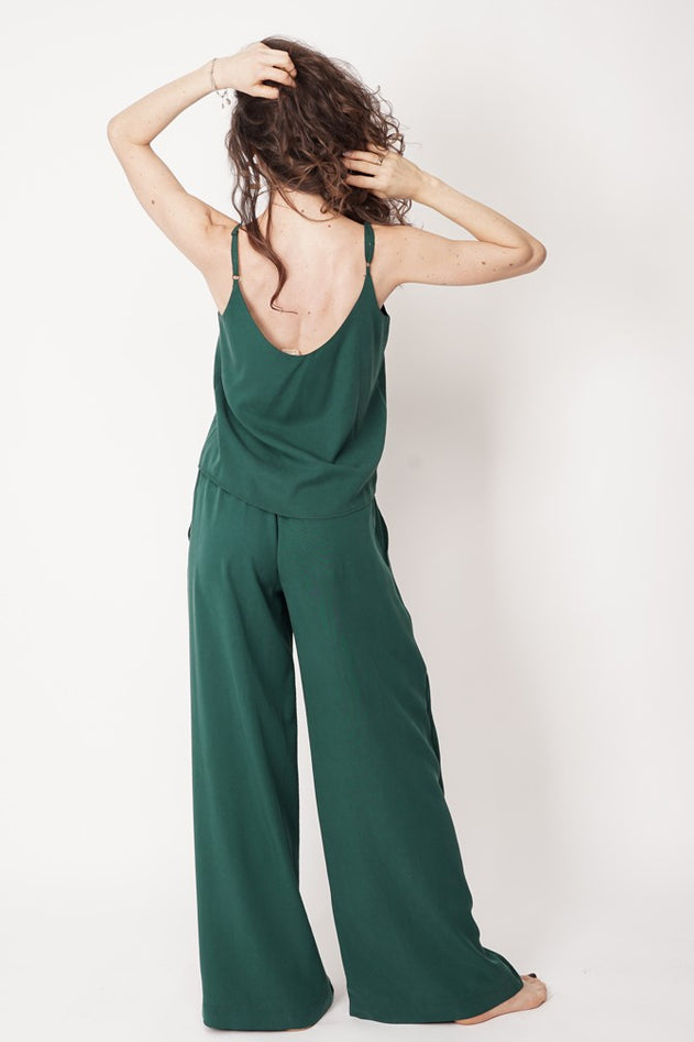 Wide Leg Tencel Trousers Green