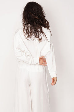 Wide Leg Tencel Trousers White