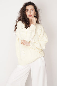 Rose Handmade Knit Sweater Pastel Yellow