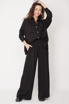 Wide Tencel Trousers Black