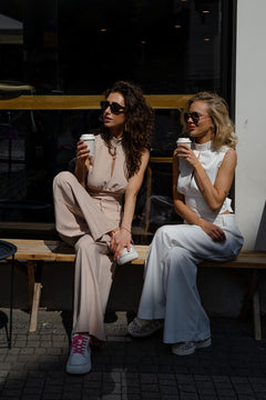Coco Wide Leg Trousers Beige