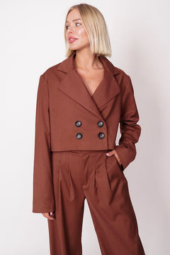 Aspen Cropped Blazer Brown