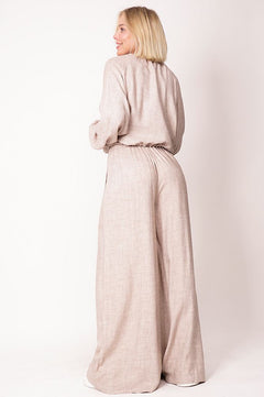 Skye Wide Leg Pants Beige