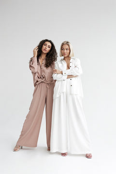 Wide Leg Tencel Trousers White