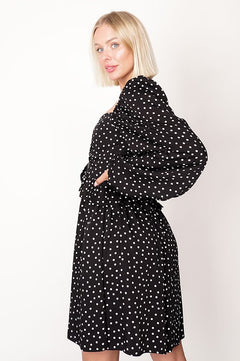 Luisa Polka Dot Dress Black