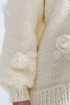 Rose Handmade Knit Sweater Pastel Yellow