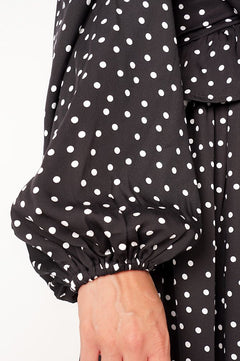 Luisa Polka Dot Dress Black