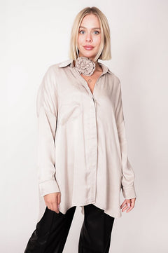 Long Lyocell Shirt Beige