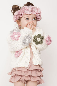 Petit Handmade Flower Sweater White