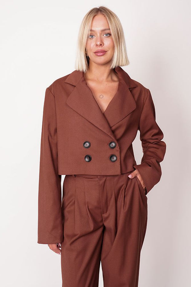 Aspen Cropped Blazer Brown