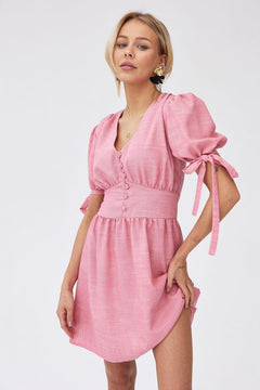 Maribel Viscose-Linen Dress Pink