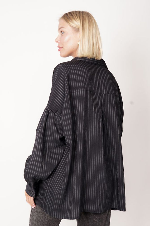 Rea Cotton Shirt Black Striped