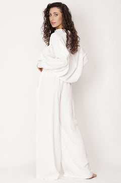 Wide Leg Tencel Trousers White